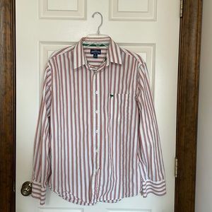 Aeropostale Orange White Blue Stripe Button Shirt Sz. Medium